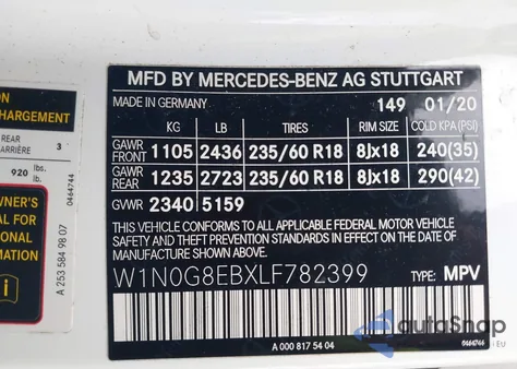 2020 Mercedes-Benz Glc 300 4Matic from USA, damaged, VIN W1N0G8EBXLF782399